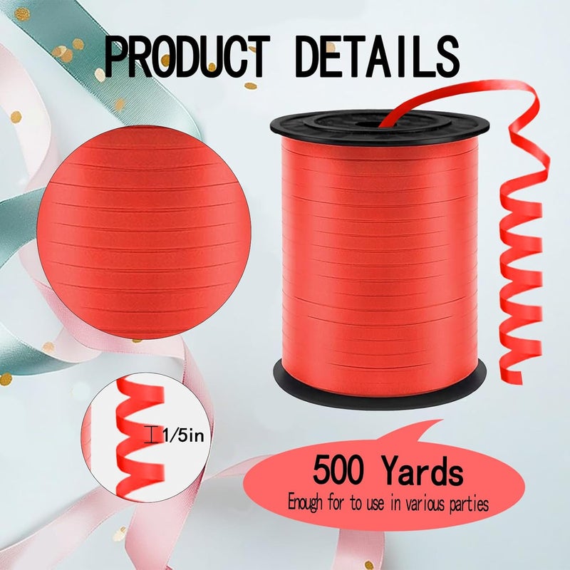 YCDMLJC Red Curling Ribbon,500 Yards Ribbons for Crafts,1/5 Inch Ribbon,Balloon String, Party Decoration,Ribbons for Florist Flower Bows for Graduation Supplies - Image 2